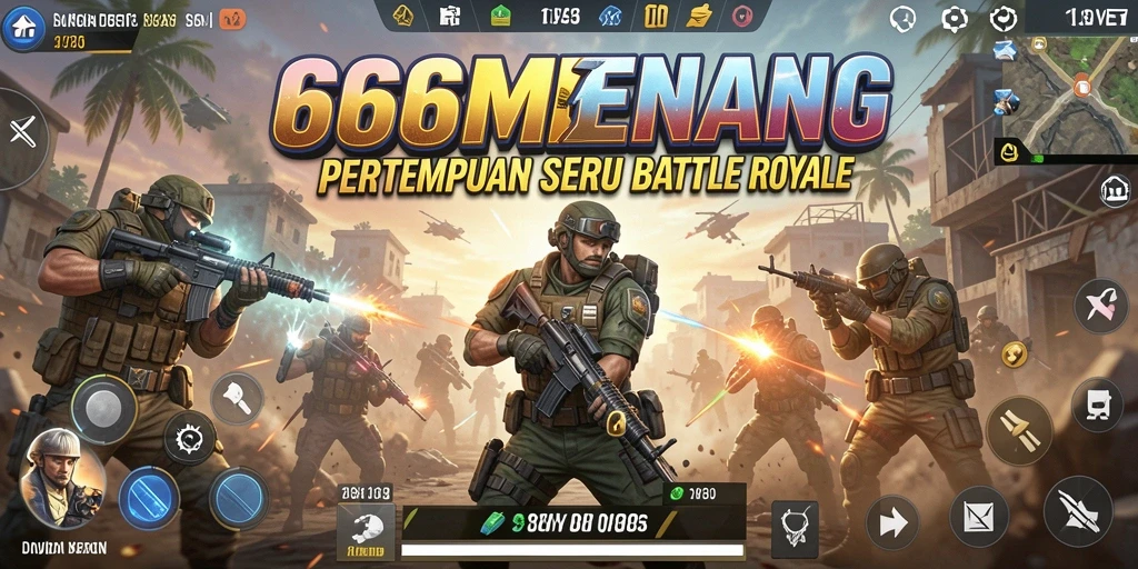 Tampilan gameplay seru dalam 666MENANG yang menampilkan aksi Battle Royale.