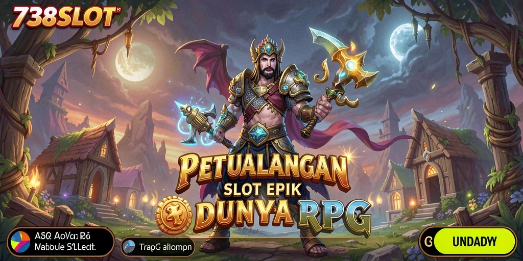 Tampilan gameplay menarik dari 738SLOT dengan berbagai karakter RPG.