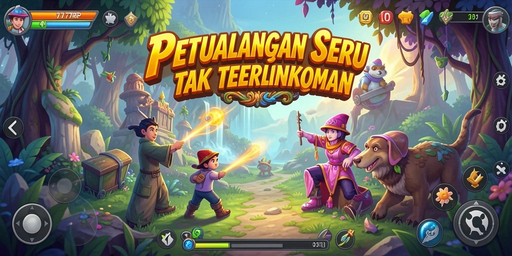 Screenshot gameplay 77RP menampilkan aksi petualangan yang mendebarkan.