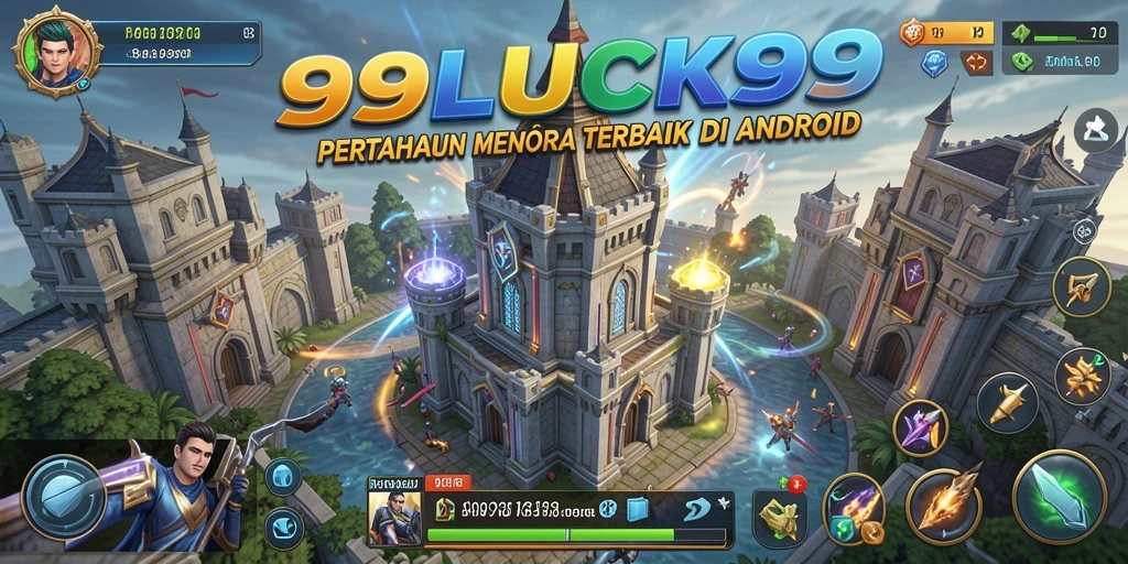 Tampilan gameplay 99LUCK99 yang menegangkan dengan berbagai menara pertahanan.