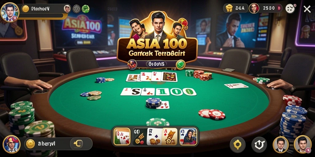 Tampilan gameplay poker yang mendebarkan di ASIA100.