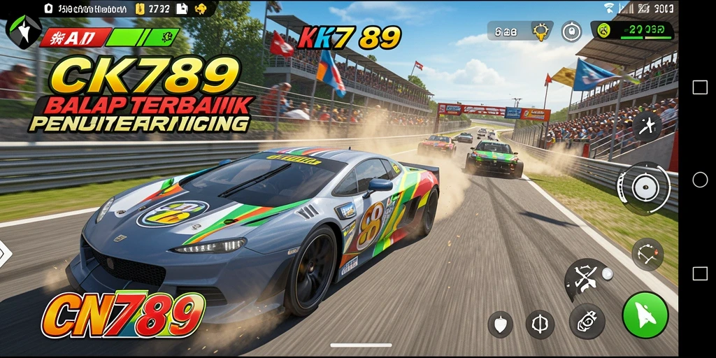Gameplay CK789 menampilkan balapan seru di lintasan yang memukau.