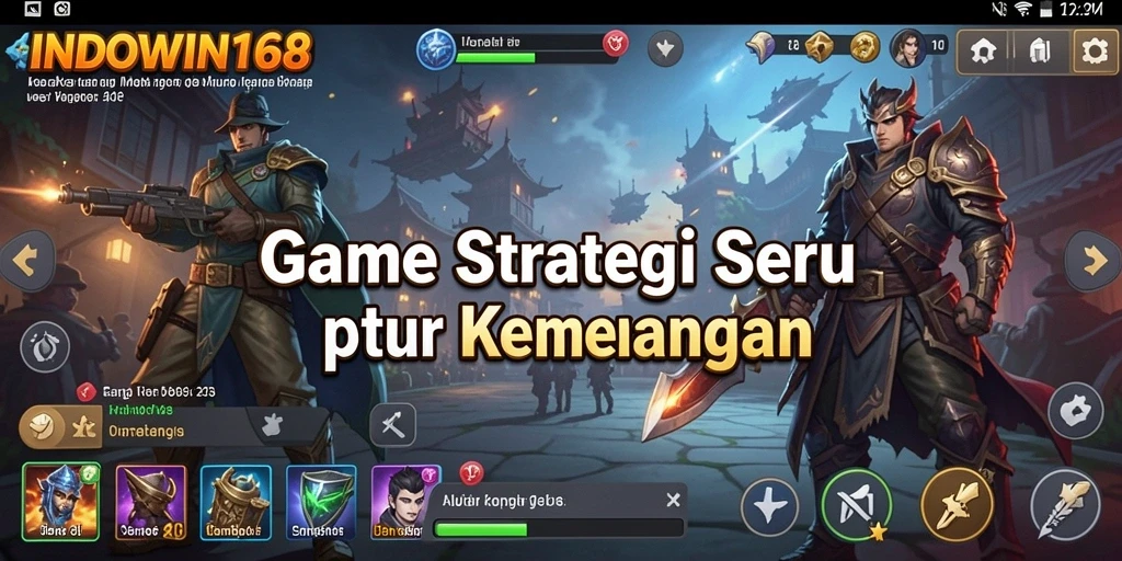Screenshot gameplay INDOWIN168 menampilkan pertempuran strategi epik.