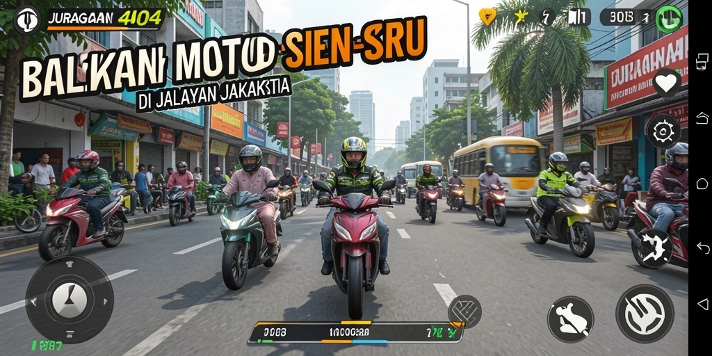 Tampilan gameplay balapan motor yang mendebarkan di JURAGAN404.