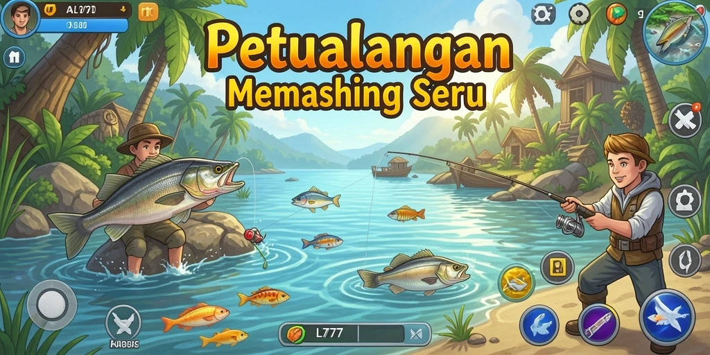 Tangkapan ikan di L777 dengan latar belakang indah dan realistis.