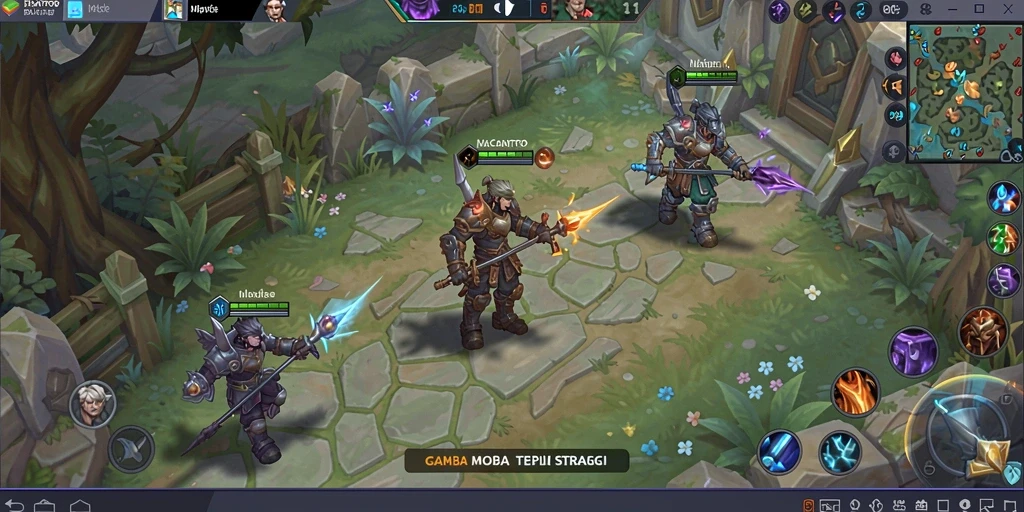 Tampilan gameplay seru dalam pertempuran MOBA di MACANTOTO.