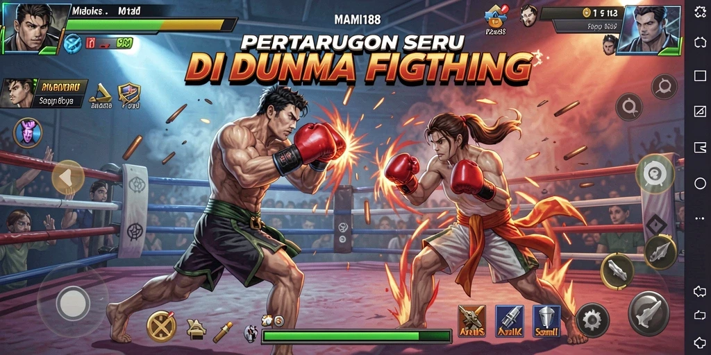 Screenshot gameplay MAMI188 menampilkan pertarungan yang seru dan intens.