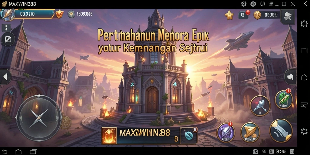 Tampilan gameplay seru dalam game Tower Defense MAXWIN288.