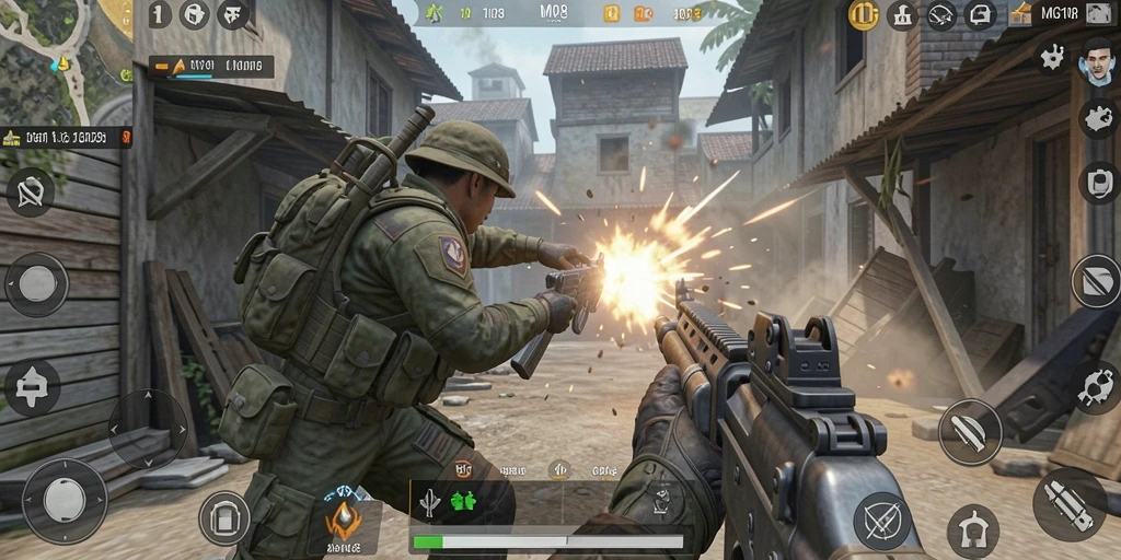 Screenshot MG108 menampilkan aksi seru di medan perang TPS.