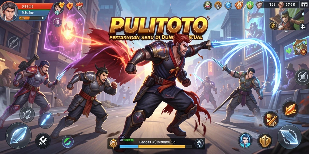 Screenshot gameplay pertarungan epik dalam PULITOTO.