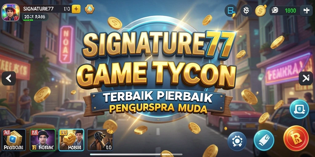 Tangkapan layar SIGNATURE77 menampilkan aksi manajemen bisnis yang mendebarkan.