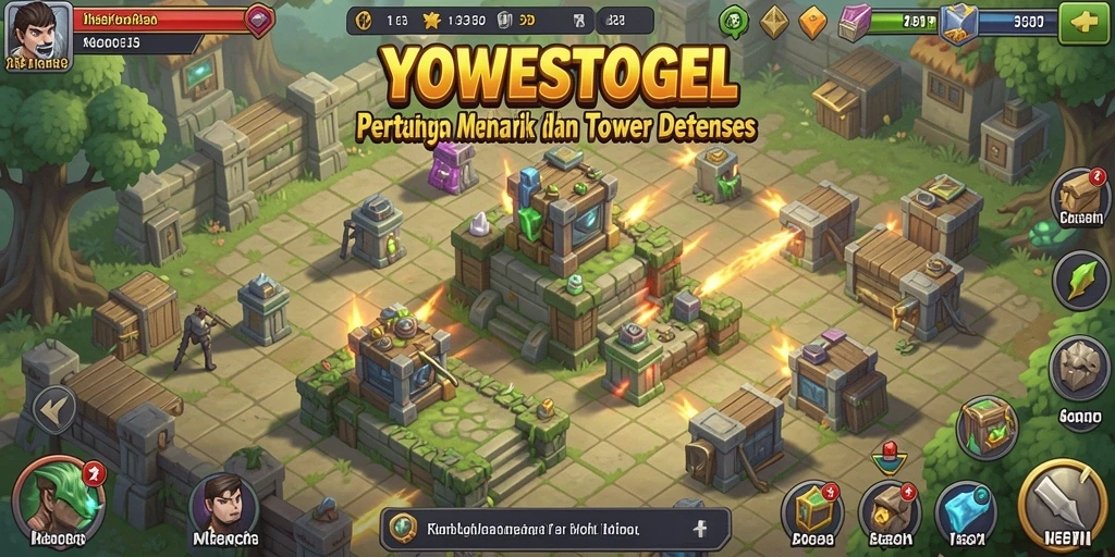 Screenshot gameplay YOWESTOGEL menampilkan pertarungan mendebarkan di Tower Defense.